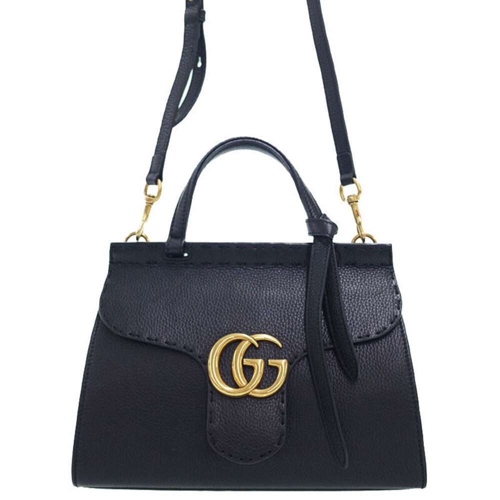 Gucci Top Handle Marmont Leather Bag 2way GG - Picture 2 of 9